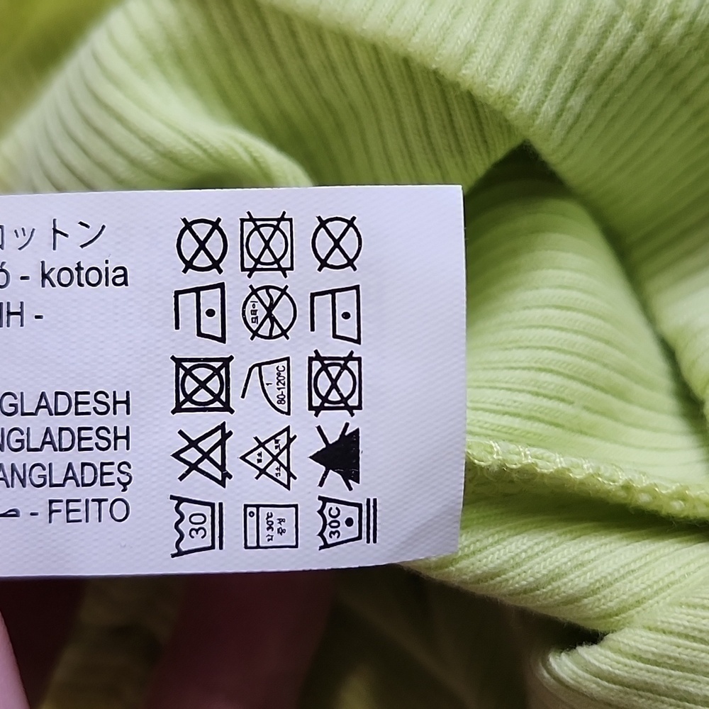NWOT ZARA Neon lime green yellow v-neck ribbed drawstring crop top - Picture 9 of 9